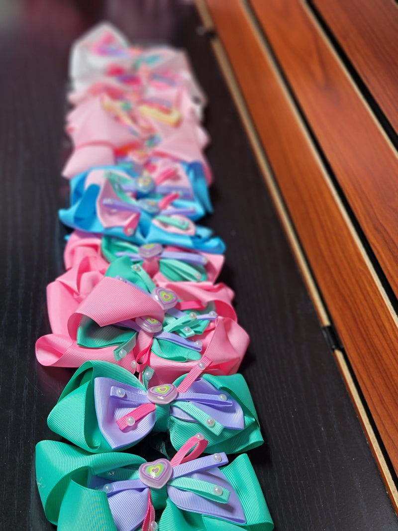 Spring Heart Hair Bows