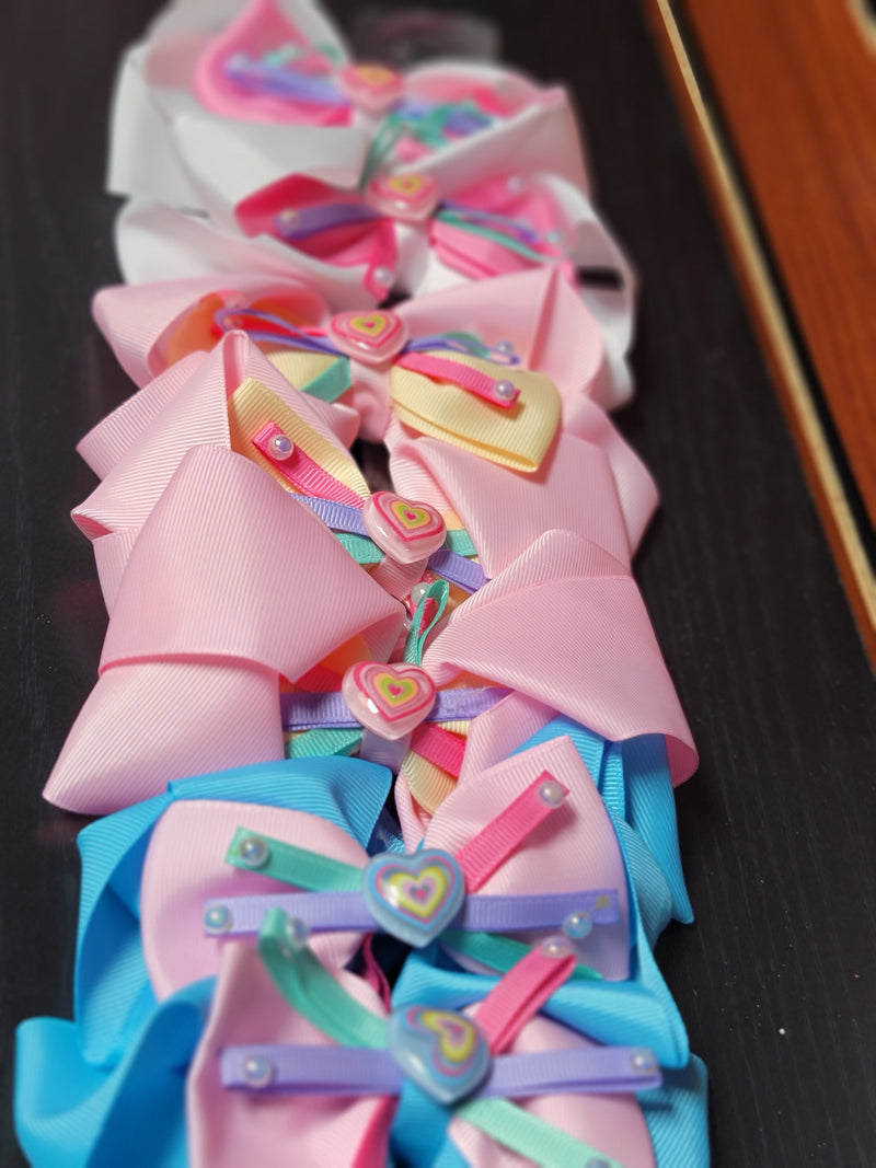 Spring Heart Hair Bows