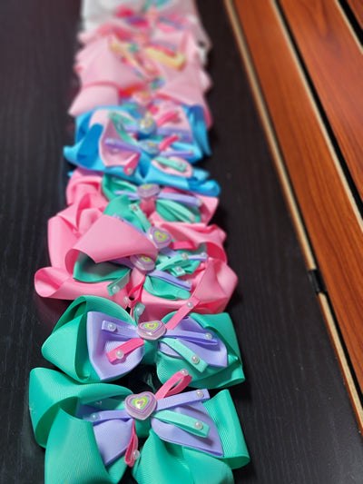 Spring Heart Hair Bows